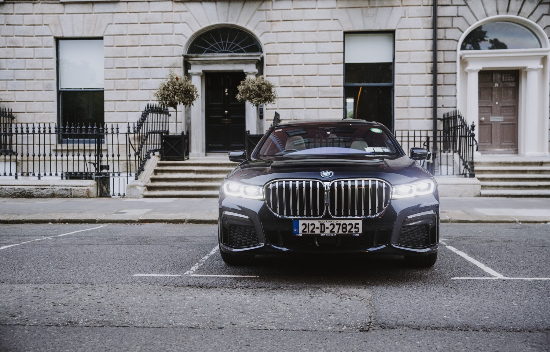 BMW 745Le outside a Georgian doorway in Dublin
